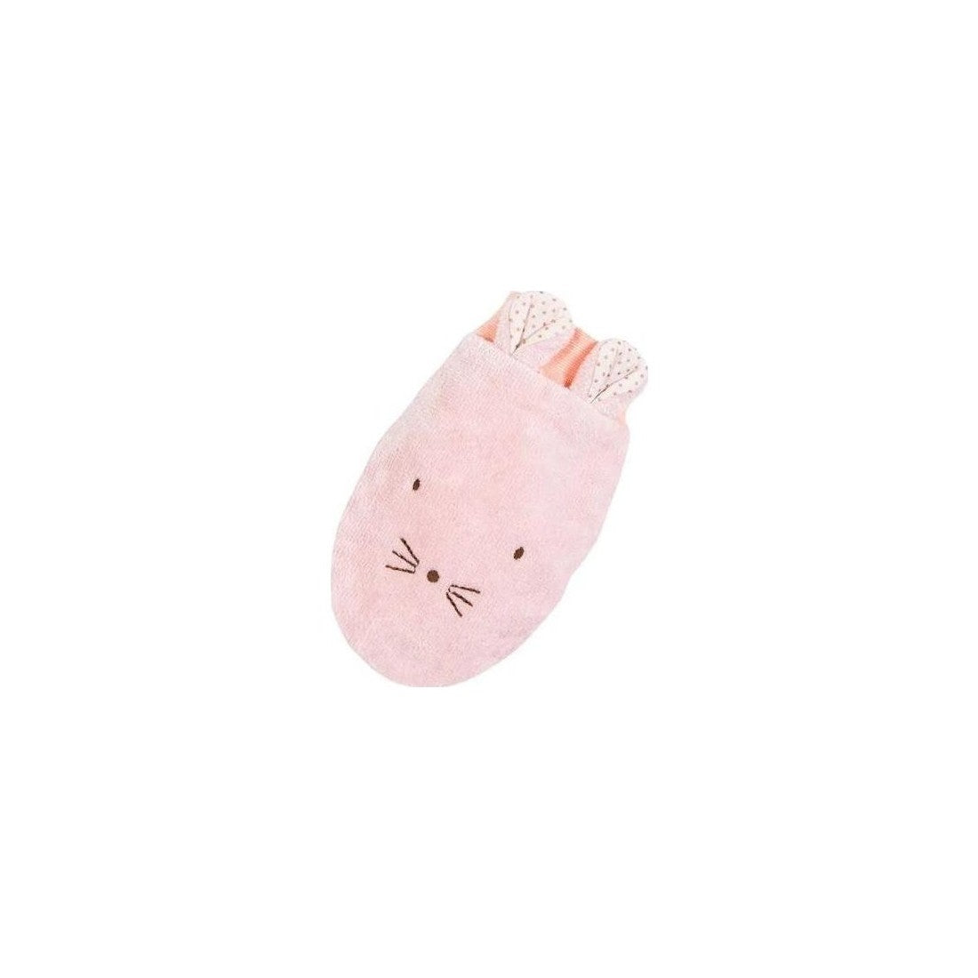 Cape de bain personnalisée et gant petite souris rose poudré Brodline